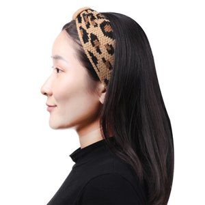 Cheetah Print Ear Warmers Knit Headband Hair Wrap